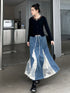 Cross Border Lace Denim Skirt